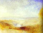 J.M.W. Turner Landscape with River and a Bay in Background. oil painting artist